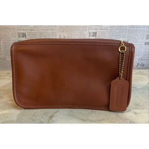 Like new, 90s Vintage COACH British tan Chunky Case makeup money Pouch 7165